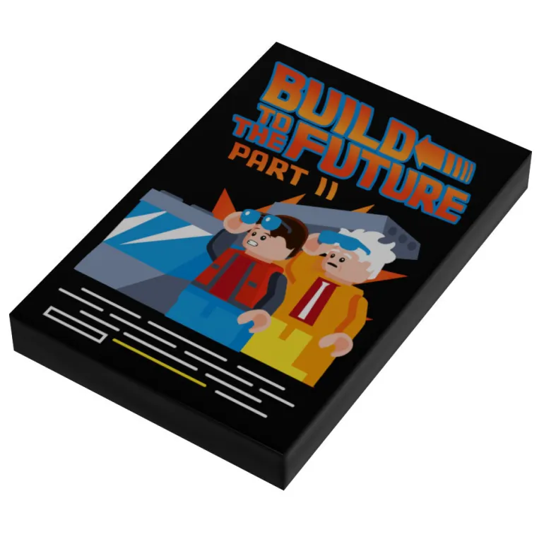 The Brick Show Shop B3 Customs Build to the Future Part II Movie Cover (2x3 Tile) using LEGO bricks