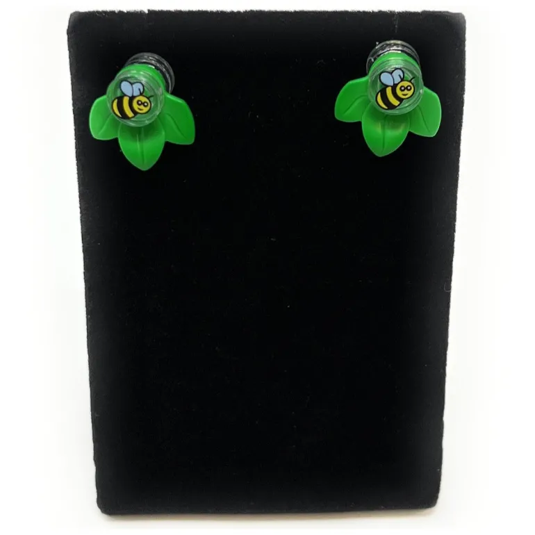 The Brick Show Shop B3 Customs® Bumblebee on Leaves Earrings made from LEGO Bricks