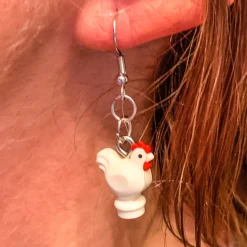 The Brick Show Shop B3 Customs Chicken Earrings made from LEGO Bricks