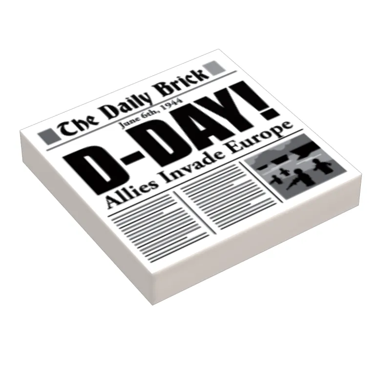 The Brick Show Shop B3 Customs® D-Day WW2 Newspaper (2x2 Tile)