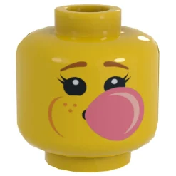 The Brick Show Shop B3 Customs® Girl Blowing Bubble Gum Minifig Head made using LEGO