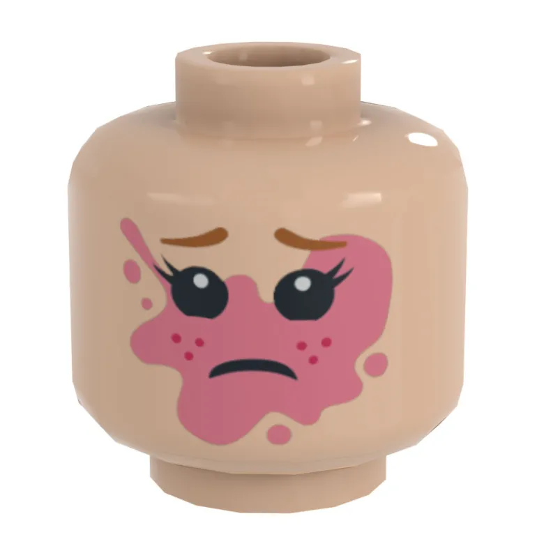 The Brick Show Shop B3 Customs® Girl Popped Bubble Gum on Face Minifig Head