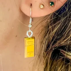 The Brick Show Shop B3 Customs® Gold Bar Earrings made from LEGO Bricks