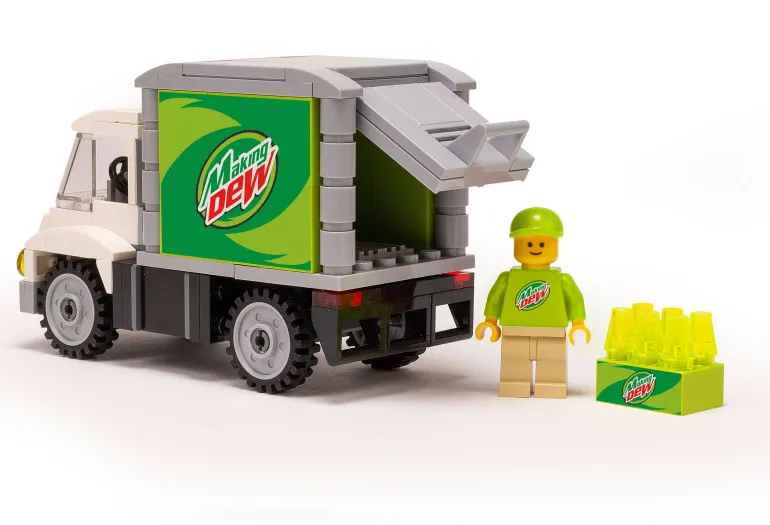 The Brick Show Shop B3 Customs Making Dew Soda Delivery Truck with Minifigure
