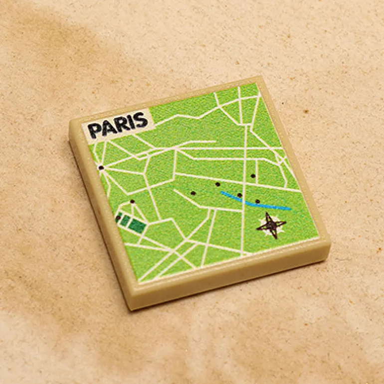 The Brick Show Shop B3 Customs® Paris, France Map (2x2 Tile)