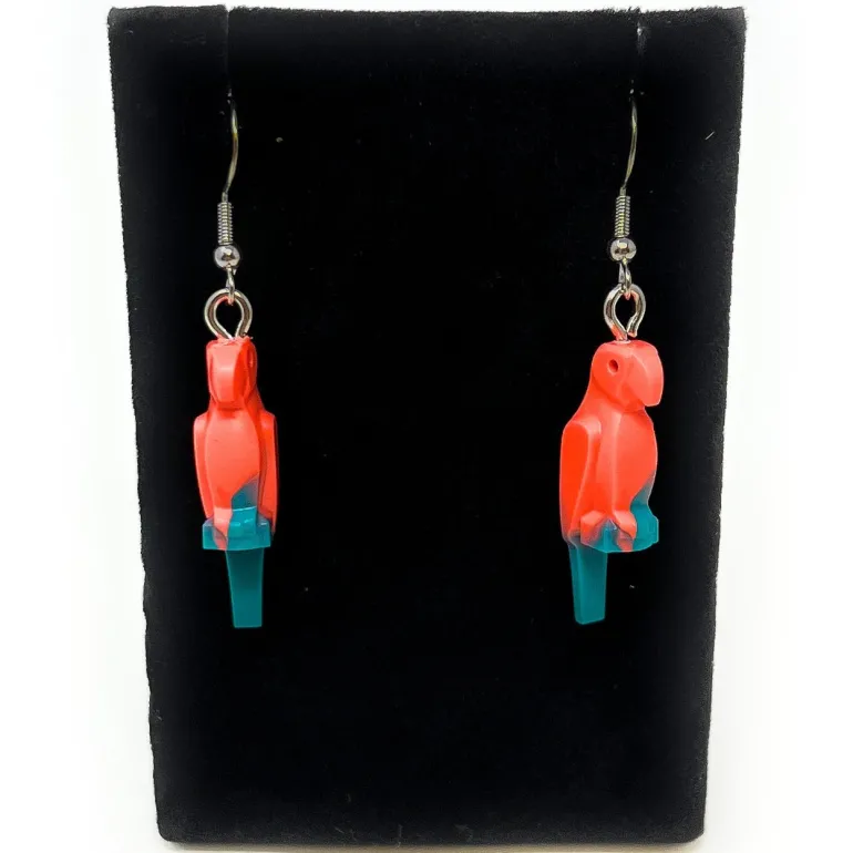 The Brick Show Shop B3 Customs® Parrot Earrings made from LEGO Bricks