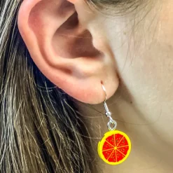 The Brick Show Shop B3 Customs® Pepperoni Pizza Earrings made from LEGO Bricks