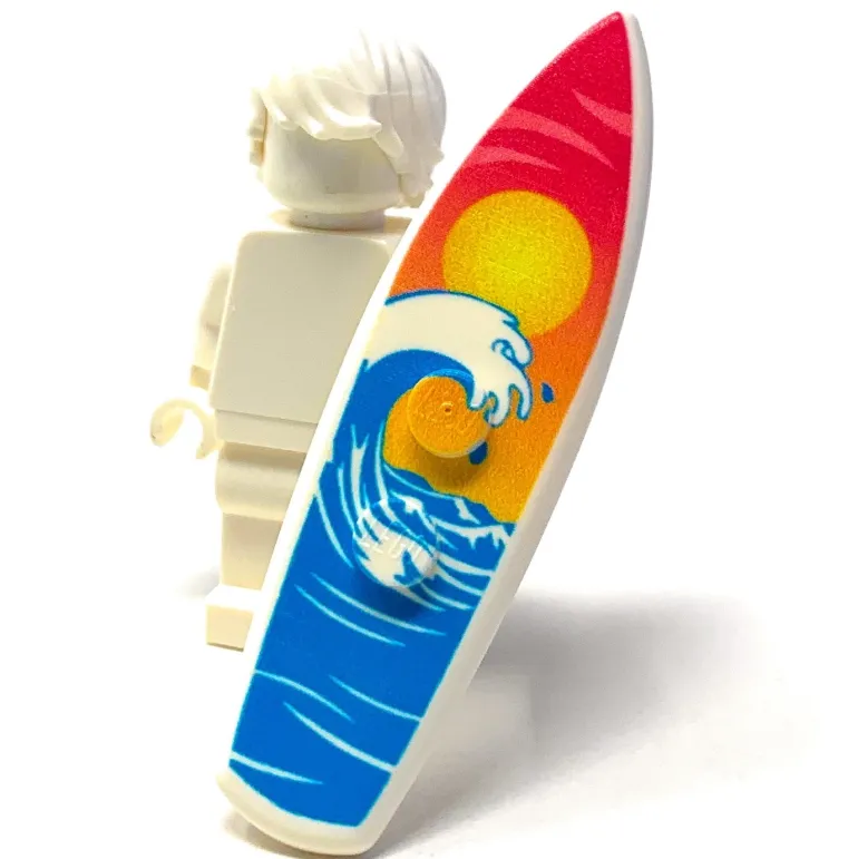 The Brick Show Shop B3 Customs® Printed Sunset Wave Surfboard made from LEGO® bricks