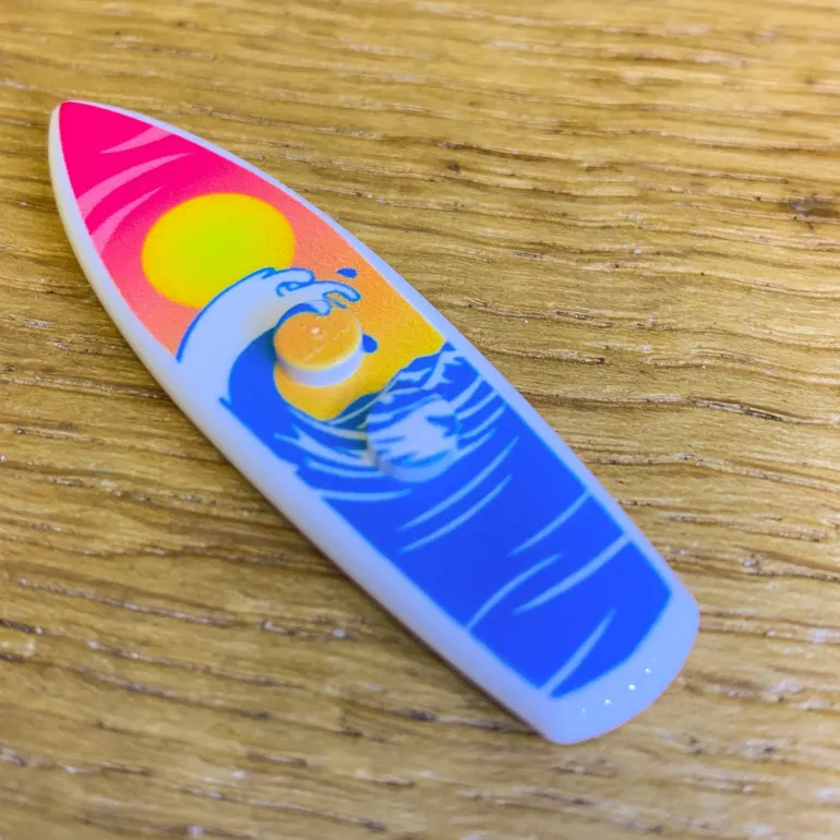 The Brick Show Shop B3 Customs® Printed Sunset Wave Surfboard made from LEGO® bricks