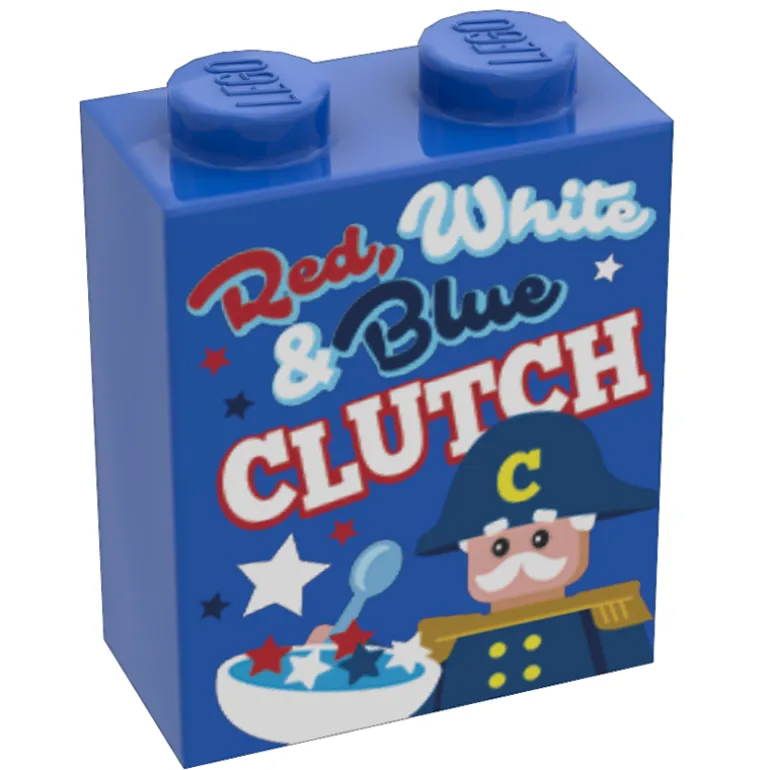 The Brick Show Shop B3 Customs® Red, White & Blue Capt. Clutch Cereal (1 x 2 x 2 Brick)