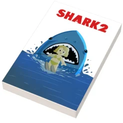 The Brick Show Shop B3 Customs® Shark Movie Cover (2x2 Tile) using LEGO bricks