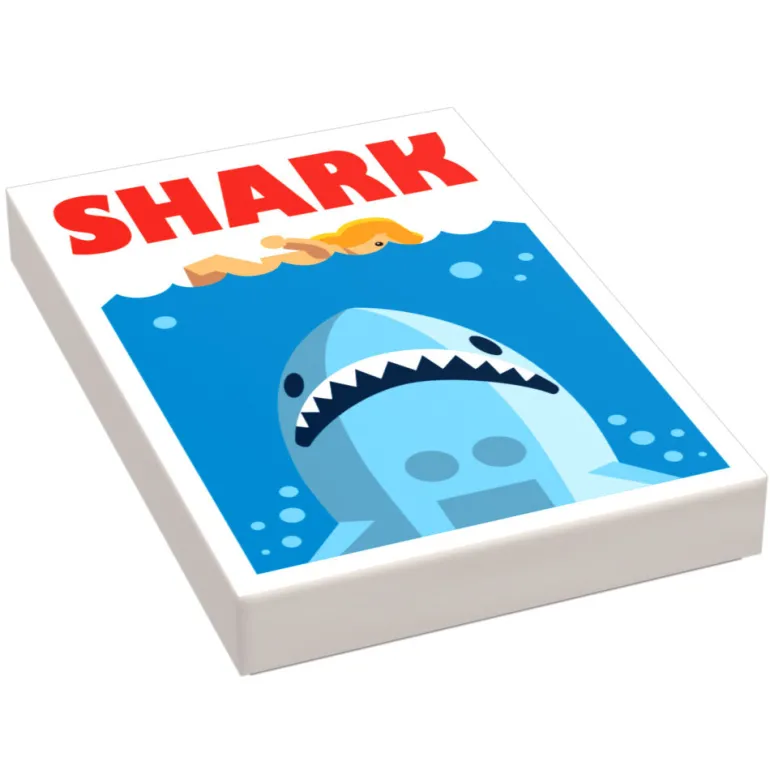 The Brick Show Shop B3 Customs® Shark Movie Cover (2x2 Tile) using LEGO bricks