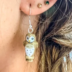 The Brick Show Shop B3 Customs® Tan Owl Earrings made from LEGO Bricks