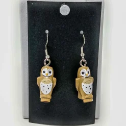 The Brick Show Shop B3 Customs® Tan Owl Earrings made from LEGO Bricks