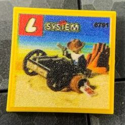 The Brick Show Shop Bandit's Wheelgun Western Set 6791 - Custom Printed 2x2 Tile