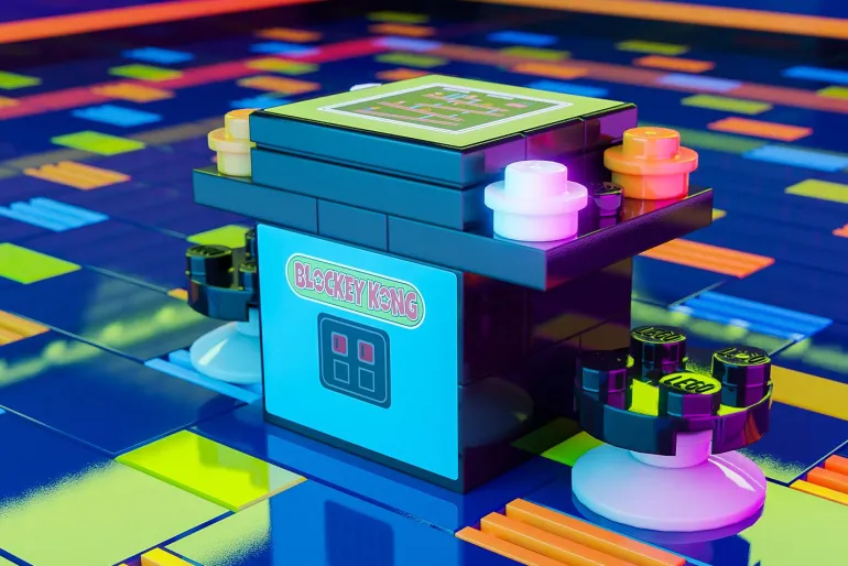 The Brick Show Shop Blockey Kong (Cocktail Style) - Custom Arcade Machine made using LEGO