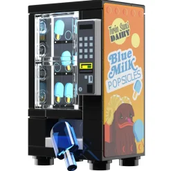 The Brick Show Shop Blue Milk Popsicles Vending Machine Building Set made using LEGO parts