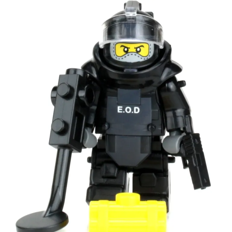 The Brick Show Shop Bomb Squad Explosive Disposal Specialist (EOD) Minifig made using LEGO