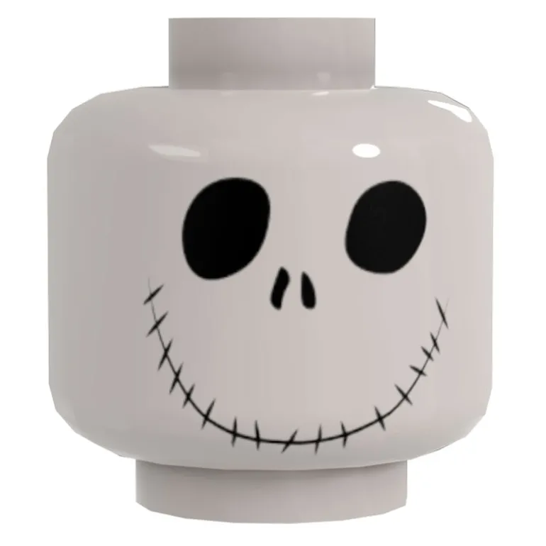 The Brick Show Shop Bone Daddy, Jack Skellington Smiling Minifig Head - B3 Customs printed on LEGO element