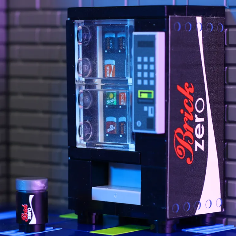 The Brick Show Shop Brick Zero Soda Vending Machine made using LEGO parts - B3 Customs