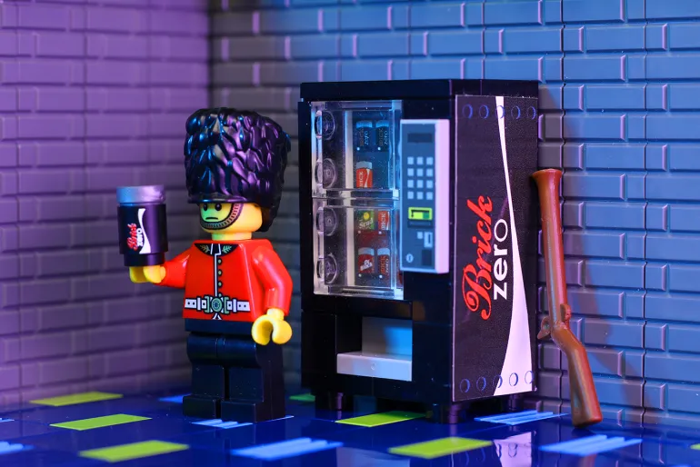 The Brick Show Shop Brick Zero Soda Vending Machine made using LEGO parts - B3 Customs