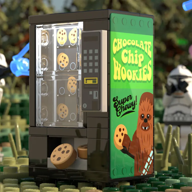 The Brick Show Shop Chocolate Chip Wookie Cookies Vending Machine Building Set made using