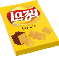 The Brick Show Shop Classic Lazy Chips Bag Tiles Minifig Snack (2x3 Tile) made using LEGO