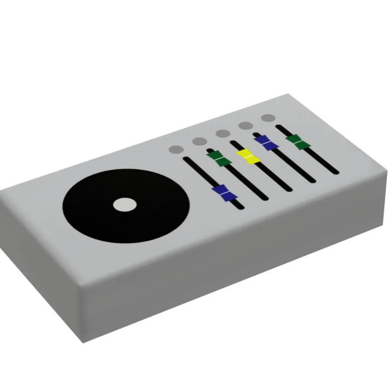 The Brick Show Shop Control Panel #4 (Media Dial) for Star Wars/Space (1x2 Tile) - B3 Cust