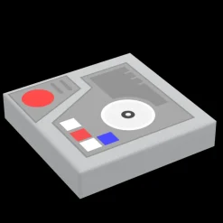 The Brick Show Shop Control Panel #5 (Media w/ Buttons) for Star Wars/Space (2x2 Tile) - B