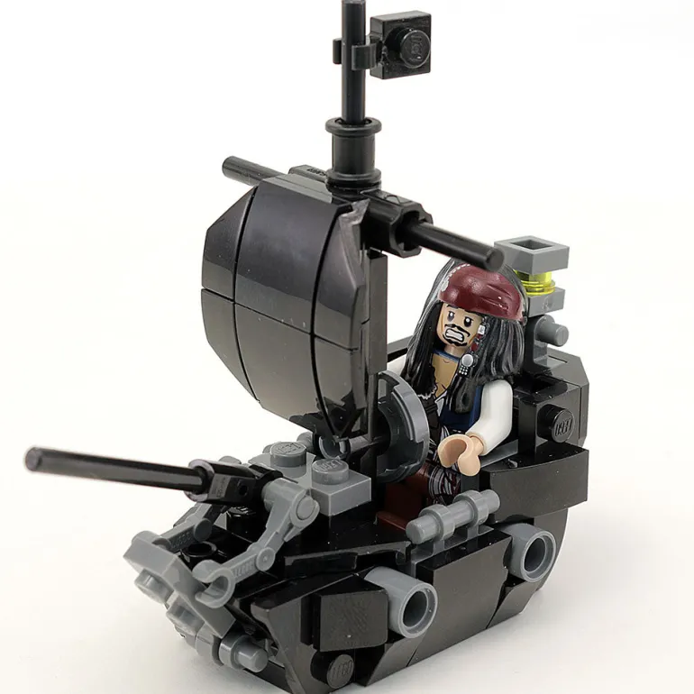 The Brick Show Shop Custom Black Ship (Pearl) with Jack Sparrow Minfigure