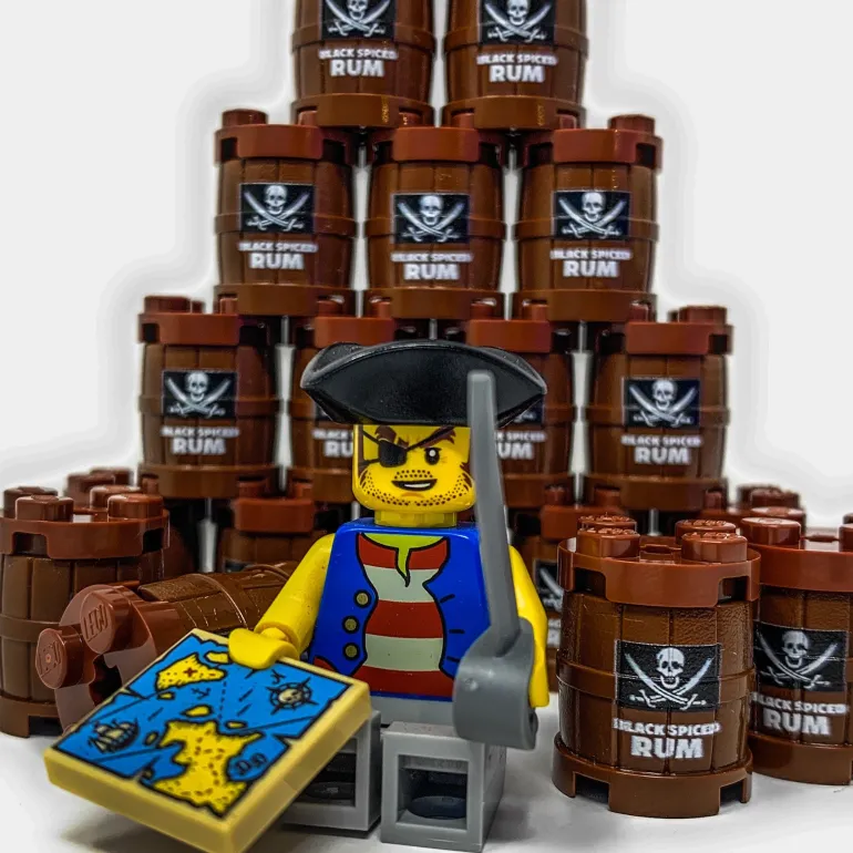 The Brick Show Shop Custom Black Spiced Rum Barrel / Keg made using LEGO part - B3 Customs