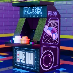 The Brick Show Shop Custom BLOK Legacy Arcade Machine made using LEGO parts
