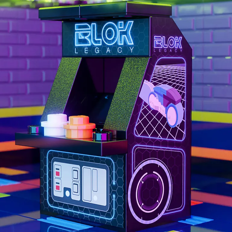 The Brick Show Shop Custom BLOK Legacy Arcade Machine made using LEGO parts