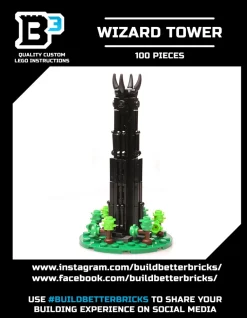 The Brick Show Shop Dark Wizard Tower Building Set made using LEGO parts, Tower of Orthanc