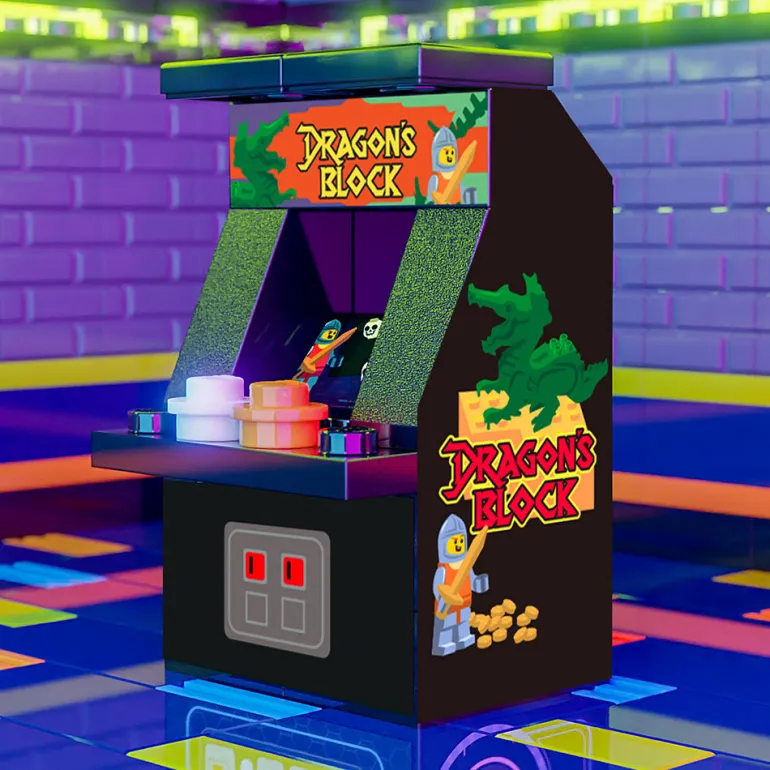 The Brick Show Shop Dragon's Block Arcade Machine Toy Building Kit made using LEGO parts -