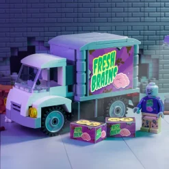 The Brick Show Shop Fresh Brains Zombie Delivery Truck w/ Custom Minifig made using LEGO p