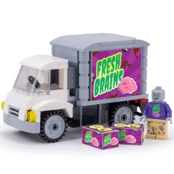 The Brick Show Shop Fresh Brains Zombie Delivery Truck w/ Custom Minifig made using LEGO p