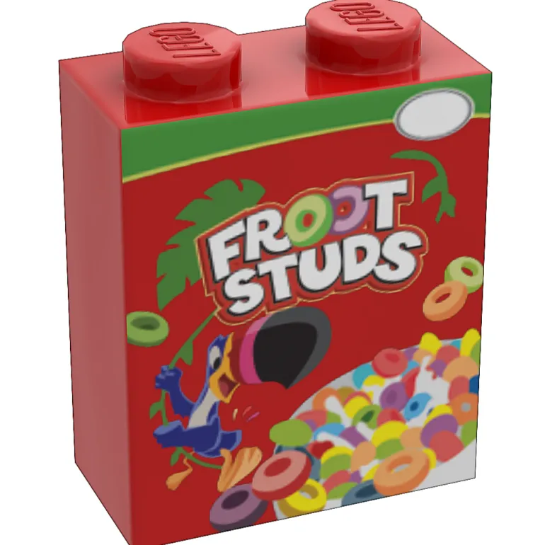 The Brick Show Shop Froot Studs Cereal - Custom Printed 1x2x2 Brick