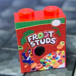 The Brick Show Shop Froot Studs Cereal - Custom Printed 1x2x2 Brick