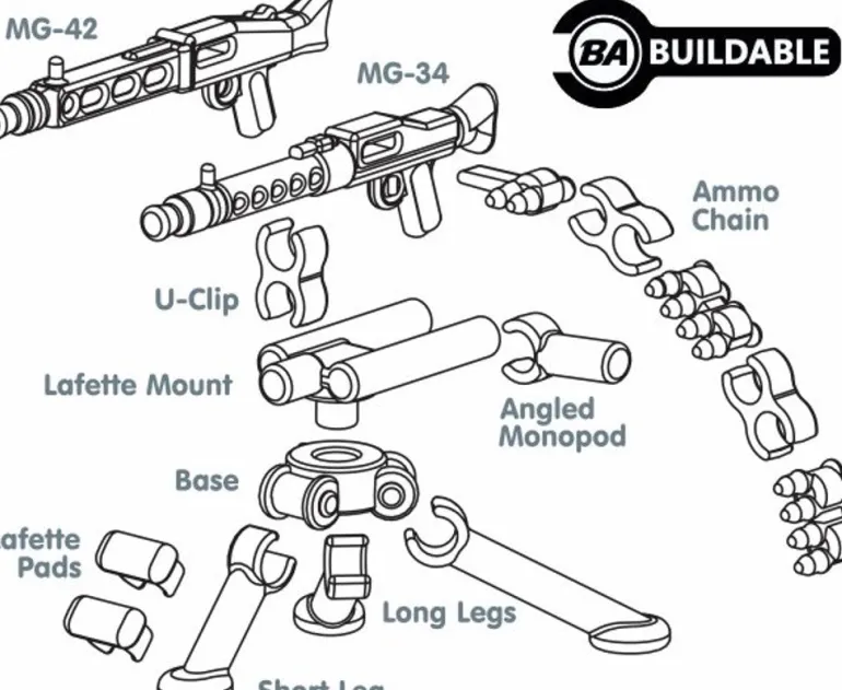The Brick Show Shop German Tripod w/ MG34 + 42 - BrickArms® for LEGO minifigs, compatible