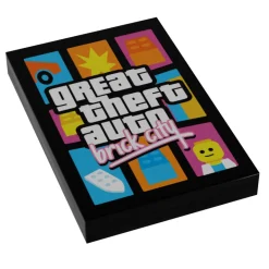 The Brick Show Shop Great Theft Auto: Brick City Video Game Cover (2x3 Tile) - B3 Customs made using LEGO bricks