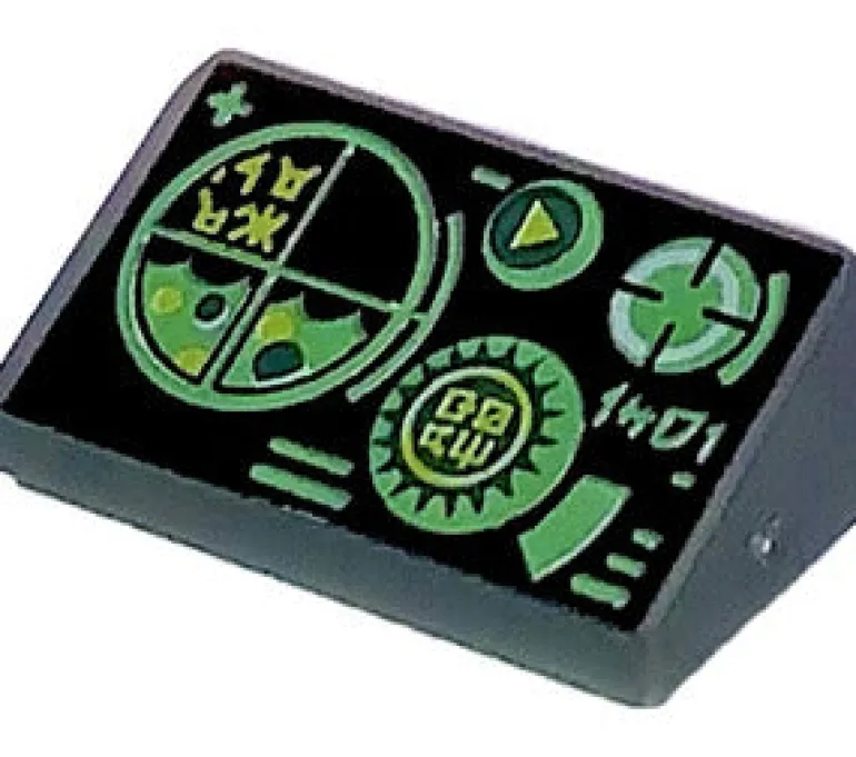 The Brick Show Shop Green Gauges Radar Screen (1x2 Slope, Dark Bluish Gray) - Official LEG