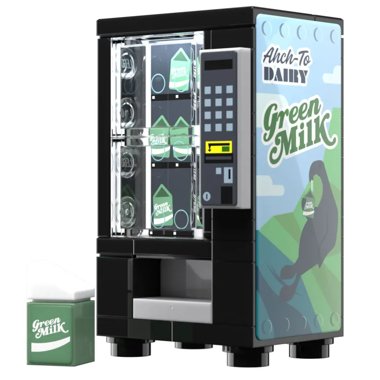 The Brick Show Shop Green Milk Vending Machine Building Set made using LEGO parts - B3 Cus