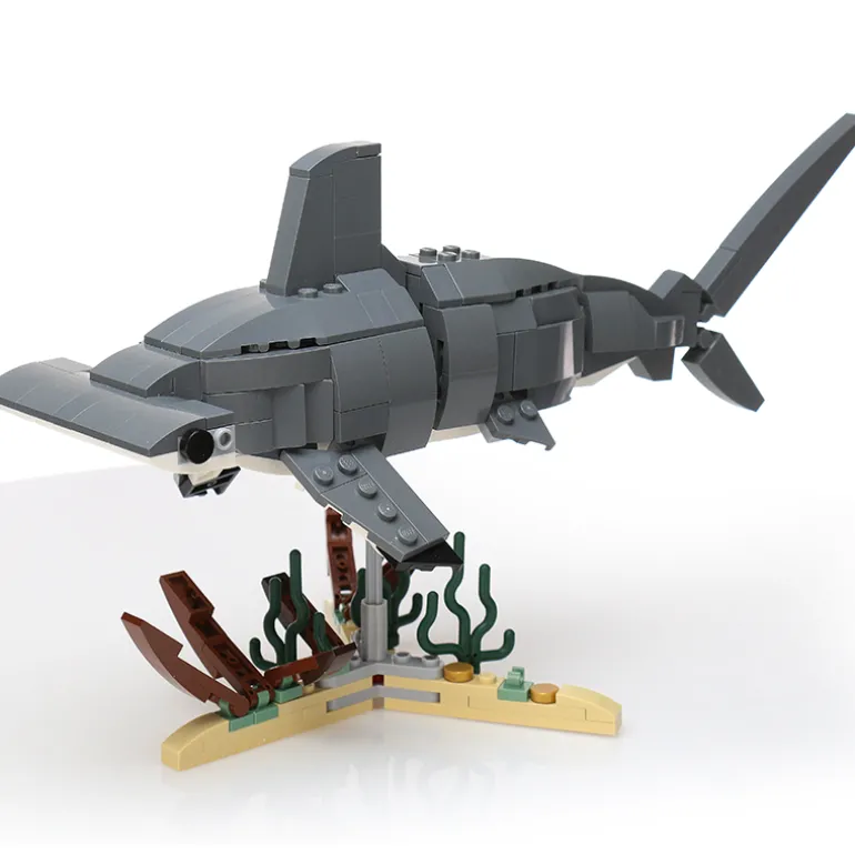 The Brick Show Shop Hammerhead Shark Building Set made with LEGO parts - B3 Customs