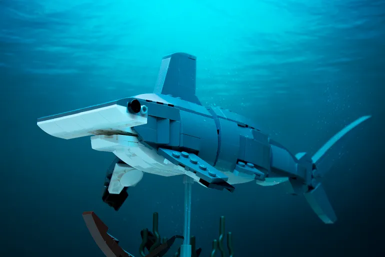 The Brick Show Shop Hammerhead Shark Building Set made with LEGO parts - B3 Customs