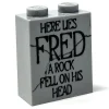 The Brick Show Shop Here Lies FRED, A Rock Fell on His HEAD Tombstone (Halloween) (1x2x2 B