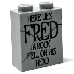 The Brick Show Shop Here Lies FRED, A Rock Fell on His HEAD Tombstone (Halloween) (1x2x2 B