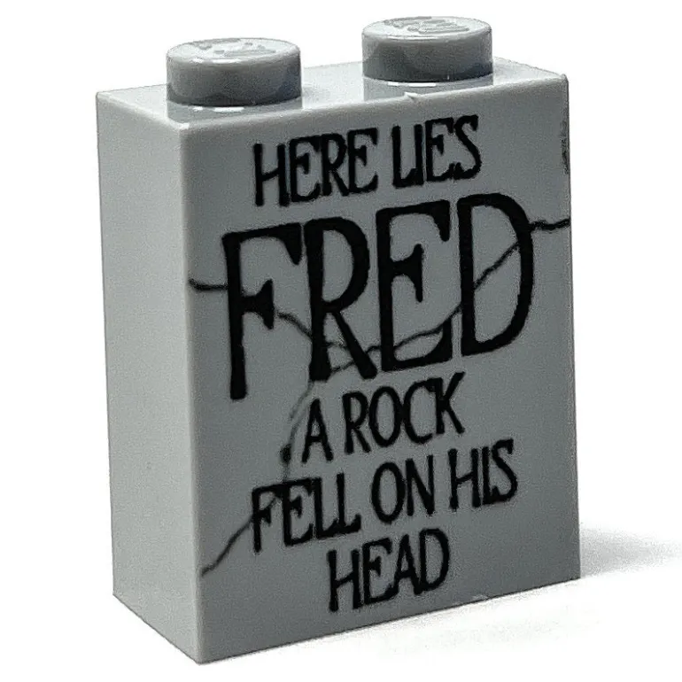 The Brick Show Shop Here Lies FRED, A Rock Fell on His HEAD Tombstone (Halloween) (1x2x2 B