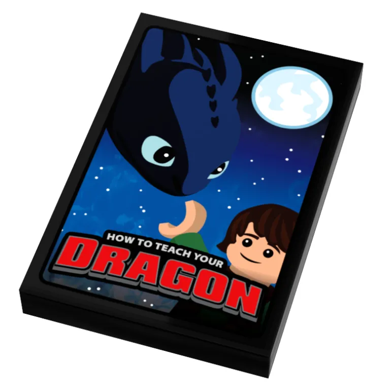 The Brick Show Shop How To Teach A Dragon Movie Cover (2x3 Tile) made using LEGO parts