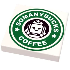 The Brick Show Shop Huge Somanybucks Coffee 6x6 Sign - B3 Customs using LEGO bricks, Starbucks